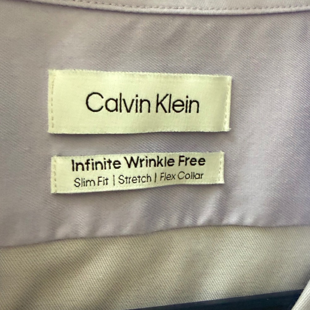 Calvin Klein Infinite Wrinkle Free Slim Fit Stretch Flex Dress Shirt Purple 2XL - Picture 4 of 8